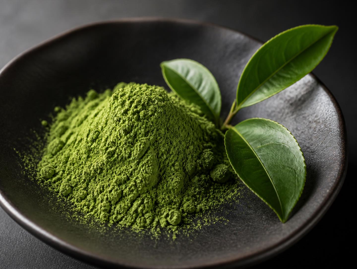 石臼挽きの宇治抹茶と摘みたての茶葉